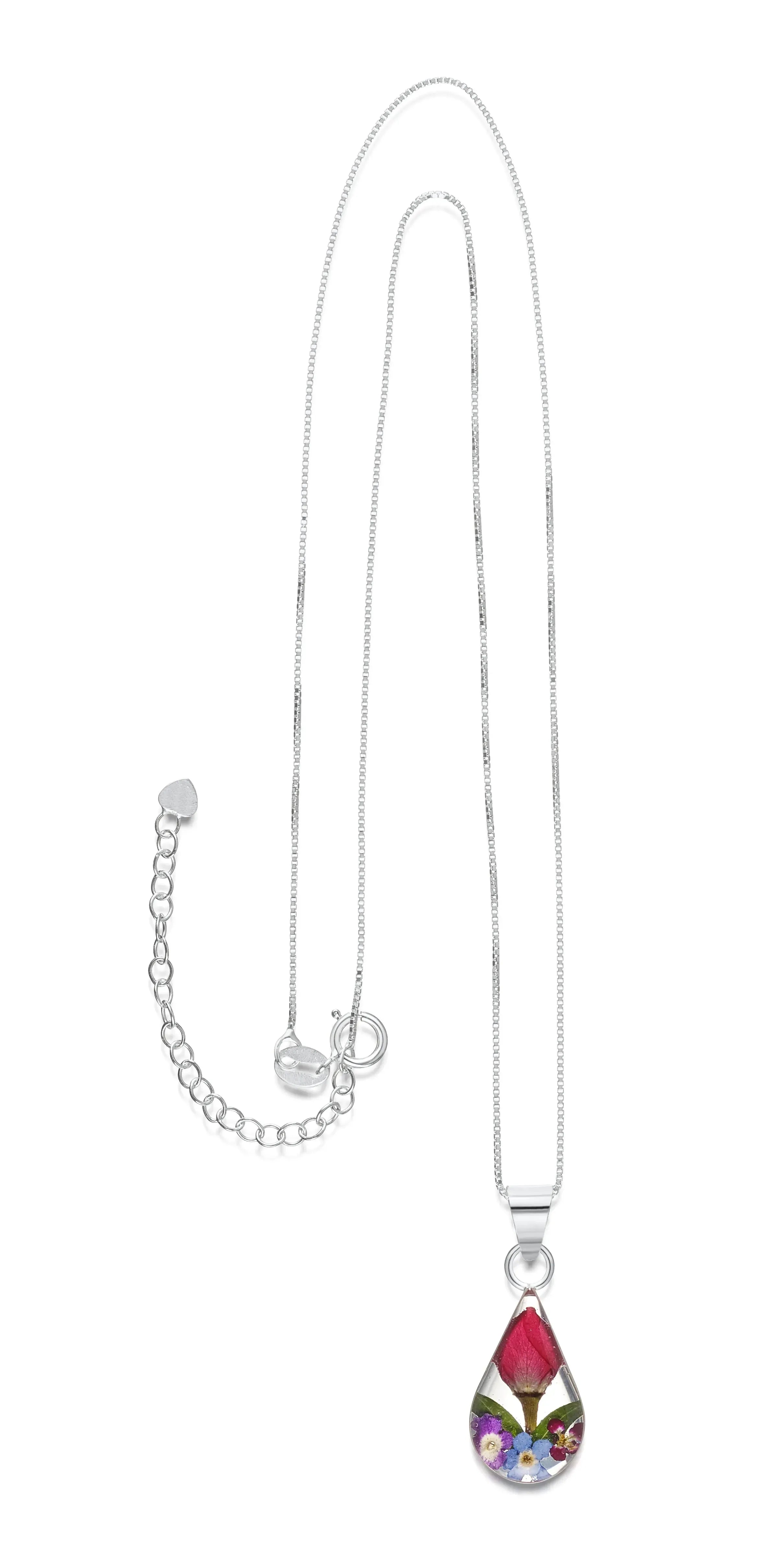 Sterling Silber Tropfenhalskette mit echten Blumen - Shrieking Violet®