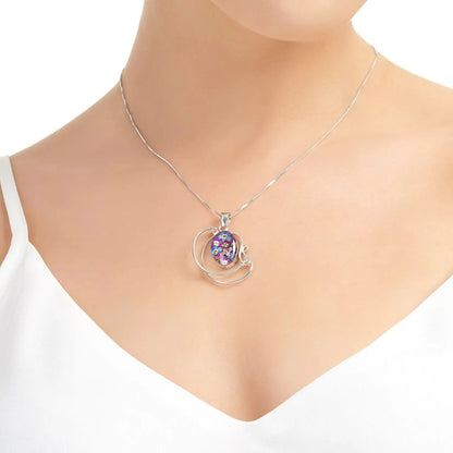 Hangerketting van sterling zilver met spiraal en kleine paarse bloemen van Shrieking Violet®
