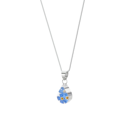 Vergeet-Mij-Niet Druppel Hanger Ketting in Zilver Sterling