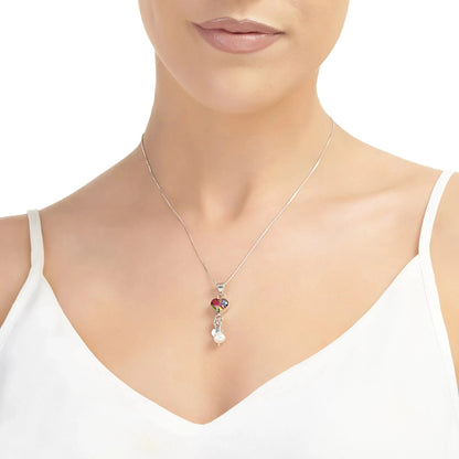 Sterling Silber Herz Charm Anhänger mit echten Blumen und einem Zuchtperlen-Charme