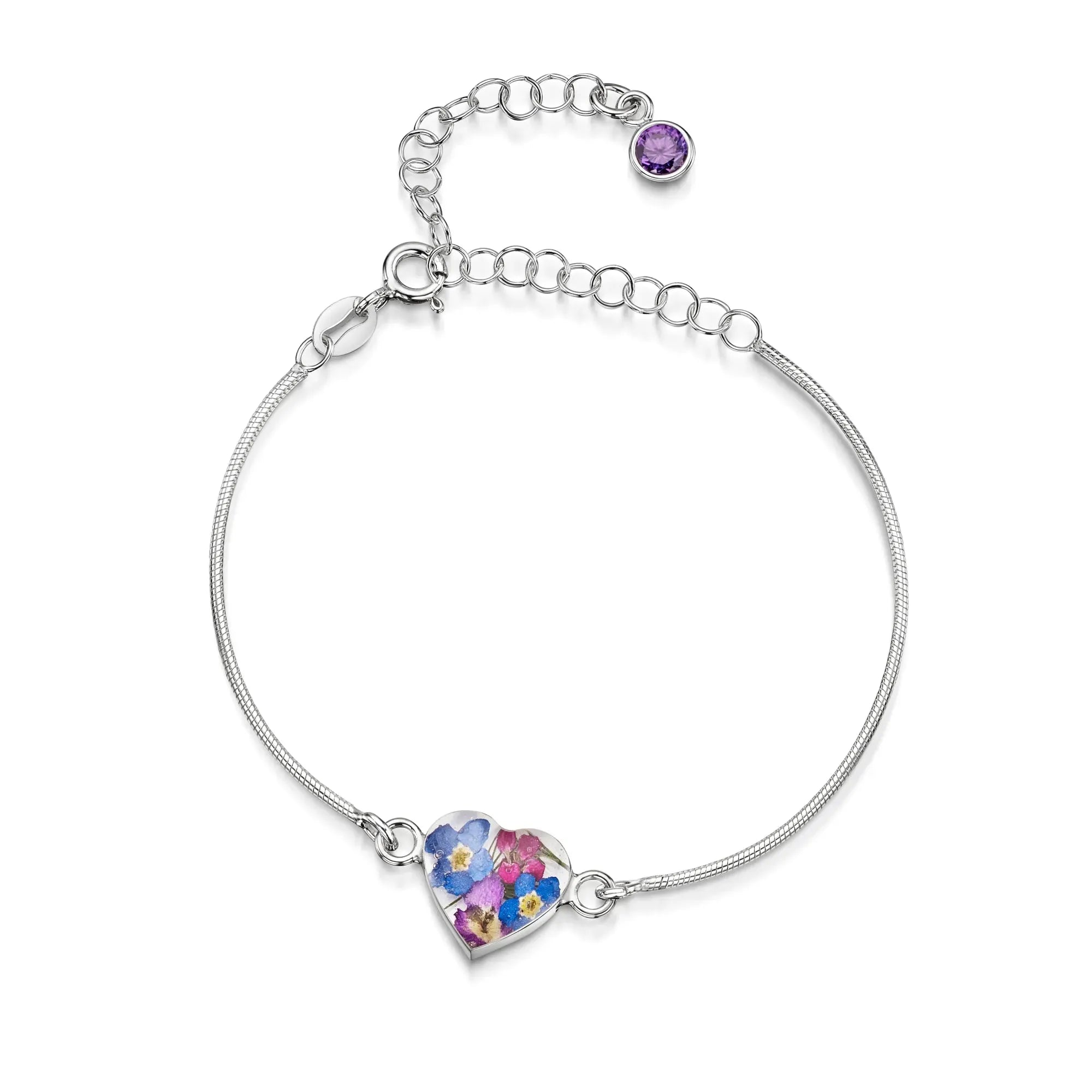 Personalisierte Blumenarmbänder aus Sterlingsilber mit Geburtssteinen | Shrieking Violet®
