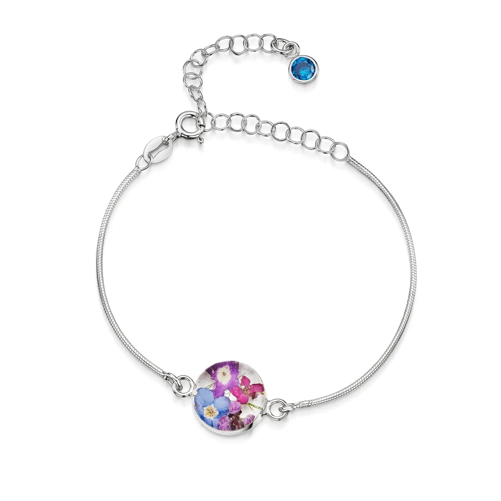 Personalisierte Blumenarmbänder aus Sterlingsilber mit Geburtssteinen | Shrieking Violet®