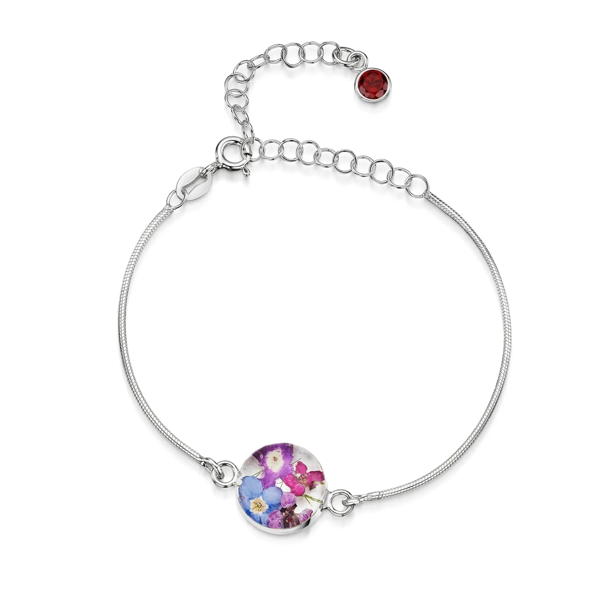 Personalisierte Blumenarmbänder aus Sterlingsilber mit Geburtssteinen | Shrieking Violet®