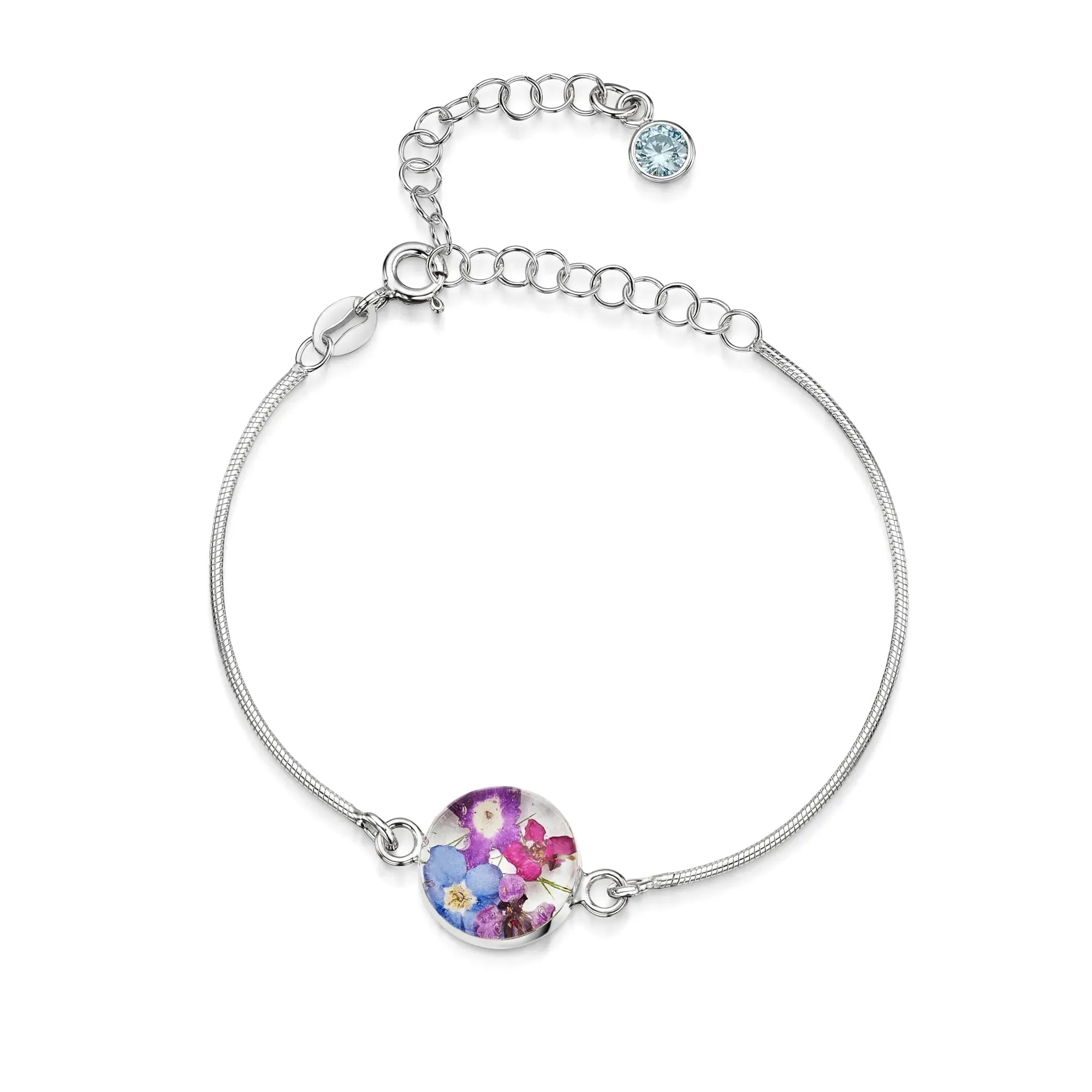 Personalisierte Blumenarmbänder aus Sterlingsilber mit Geburtssteinen | Shrieking Violet®