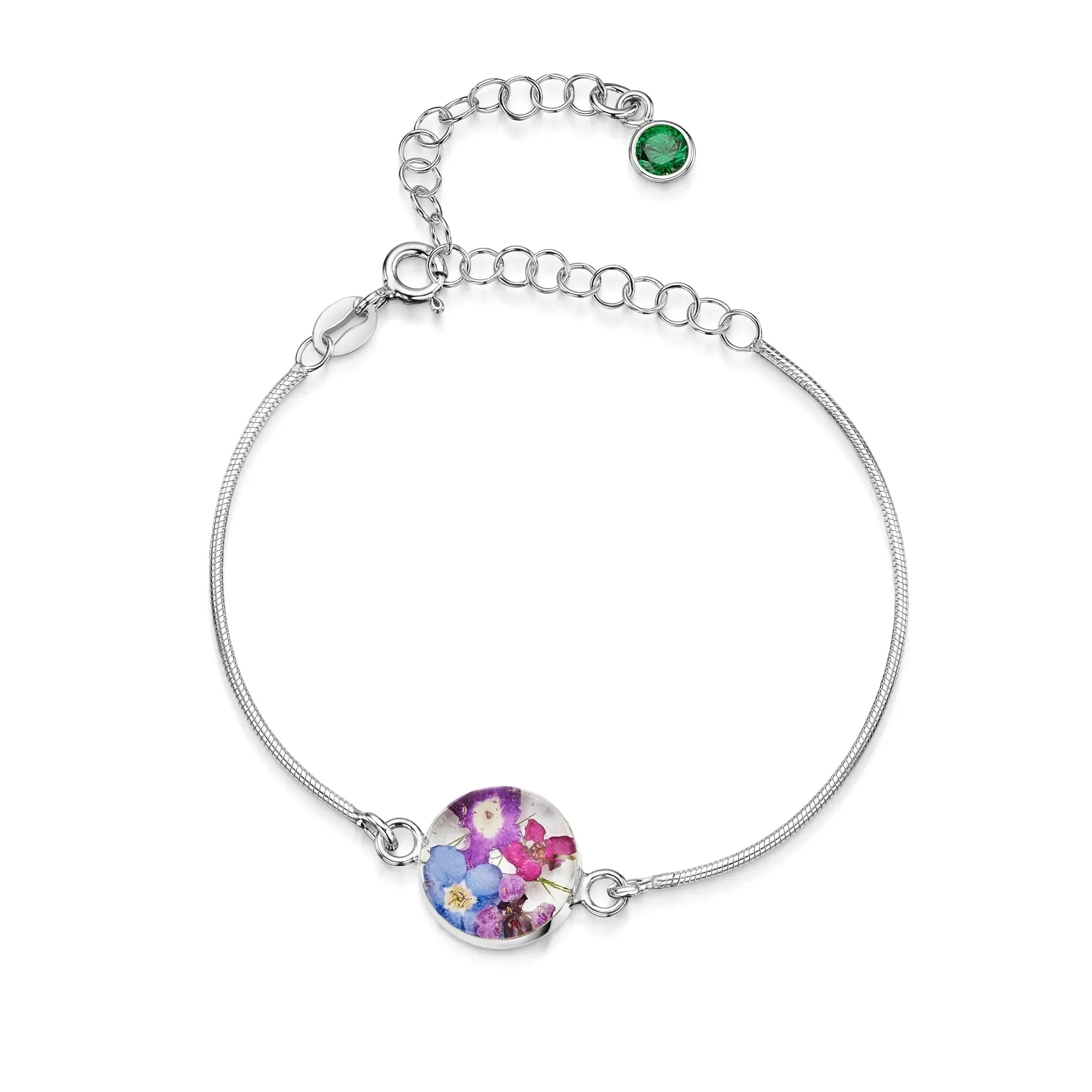 Personalisierte Blumenarmbänder aus Sterlingsilber mit Geburtssteinen | Shrieking Violet®