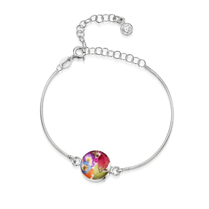 Personalisierte Blumenarmbänder aus Sterlingsilber mit Geburtssteinen | Shrieking Violet®