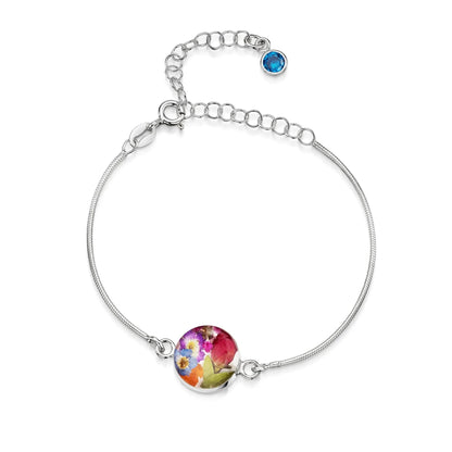 Personalisierte Blumenarmbänder aus Sterlingsilber mit Geburtssteinen | Shrieking Violet®