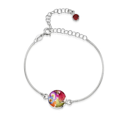 Personalisierte Blumenarmbänder aus Sterlingsilber mit Geburtssteinen | Shrieking Violet®