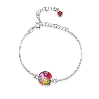 Personalisierte Blumenarmbänder aus Sterlingsilber mit Geburtssteinen | Shrieking Violet®