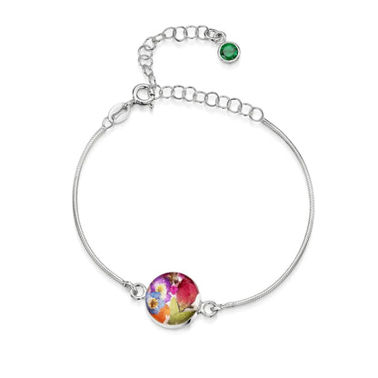 Personalisierte Blumenarmbänder aus Sterlingsilber mit Geburtssteinen | Shrieking Violet®